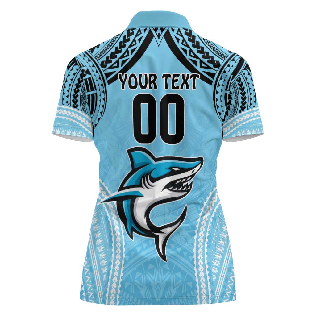 Sharks Rugby Custom Women Polo Shirt With Polynesian Style