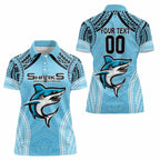 Sharks Rugby Custom Women Polo Shirt With Polynesian Style