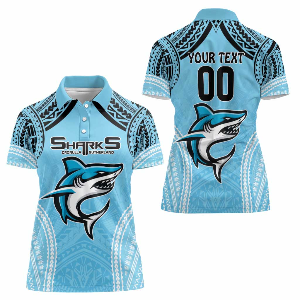 Sharks Rugby Custom Women Polo Shirt With Polynesian Style