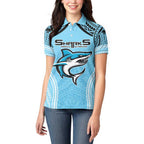 Sharks Rugby Custom Women Polo Shirt With Polynesian Style