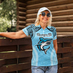 Sharks Rugby Custom Women Polo Shirt With Polynesian Style