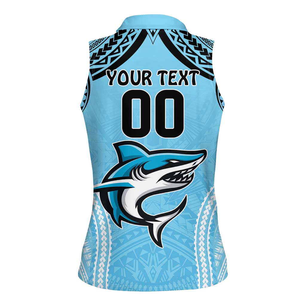 Sharks Rugby Custom Women Sleeveless Polo Shirt With Polynesian Style