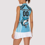 Sharks Rugby Custom Women Sleeveless Polo Shirt With Polynesian Style