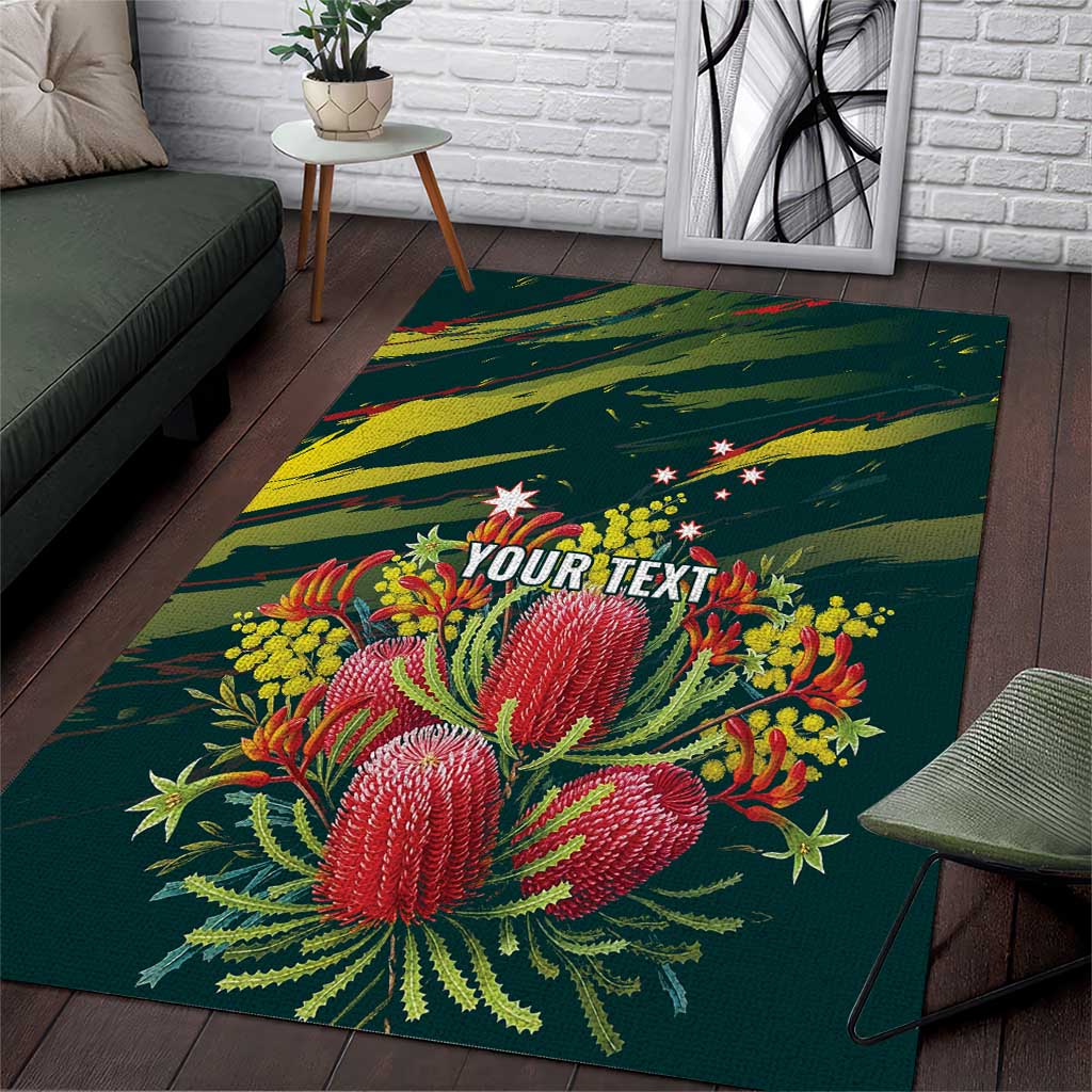 Australian Native Flower Personalised Area Rug Banksia Nature’s Wild Flame - Aussie Hoodie