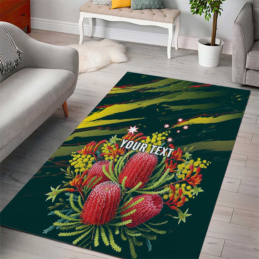 Australian Native Flower Personalised Area Rug Banksia Nature’s Wild Flame - Aussie Hoodie