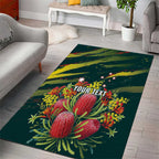 Australian Native Flower Personalised Area Rug Banksia Nature’s Wild Flame - Aussie Hoodie