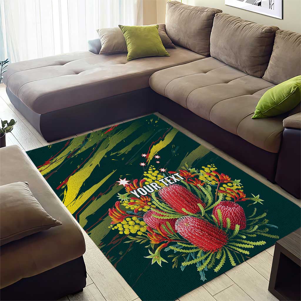 Australian Native Flower Personalised Area Rug Banksia Nature’s Wild Flame - Aussie Hoodie