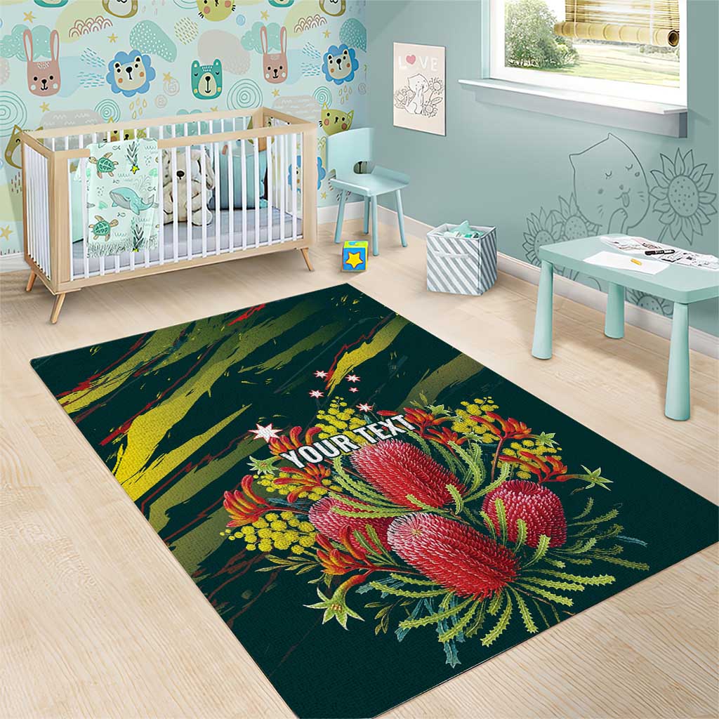 Australian Native Flower Personalised Area Rug Banksia Nature’s Wild Flame - Aussie Hoodie