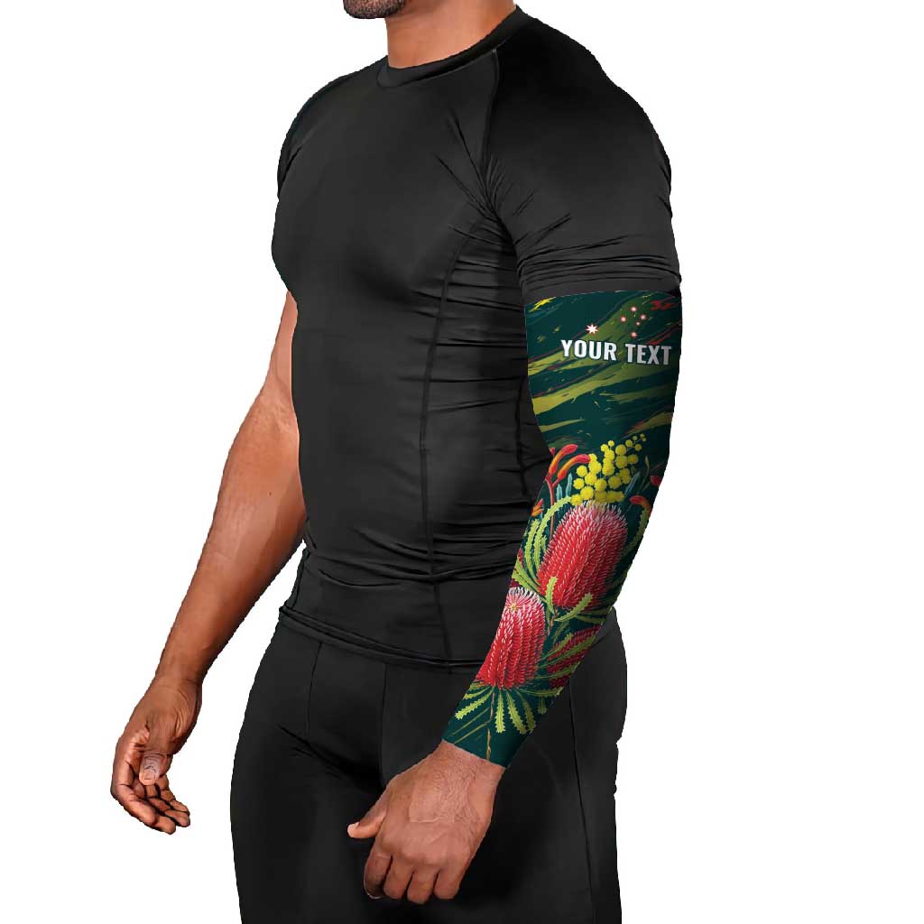 Australian Native Flower Personalised Arm Sleeves Banksia Nature’s Wild Flame - Aussie Hoodie