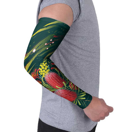 Australian Native Flower Personalised Arm Sleeves Banksia Nature’s Wild Flame - Aussie Hoodie