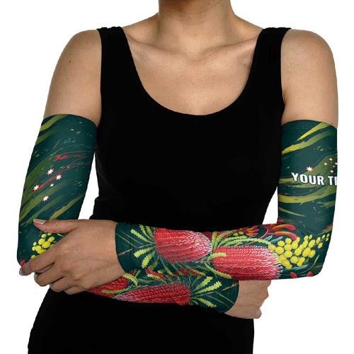 Australian Native Flower Personalised Arm Sleeves Banksia Nature’s Wild Flame - Aussie Hoodie