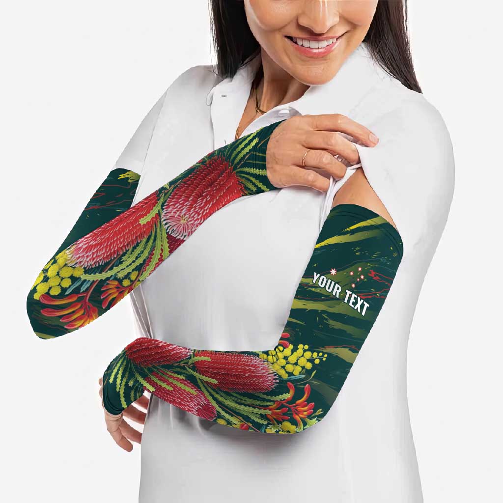 Australian Native Flower Personalised Arm Sleeves Banksia Nature’s Wild Flame - Aussie Hoodie