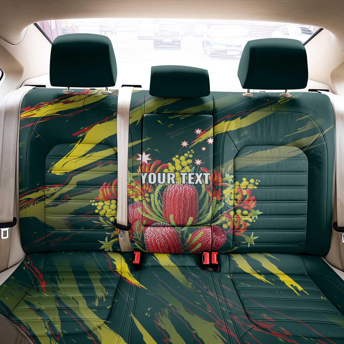 Australian Native Flower Personalised Back Car Seat Cover Banksia Nature’s Wild Flame - Aussie Hoodie