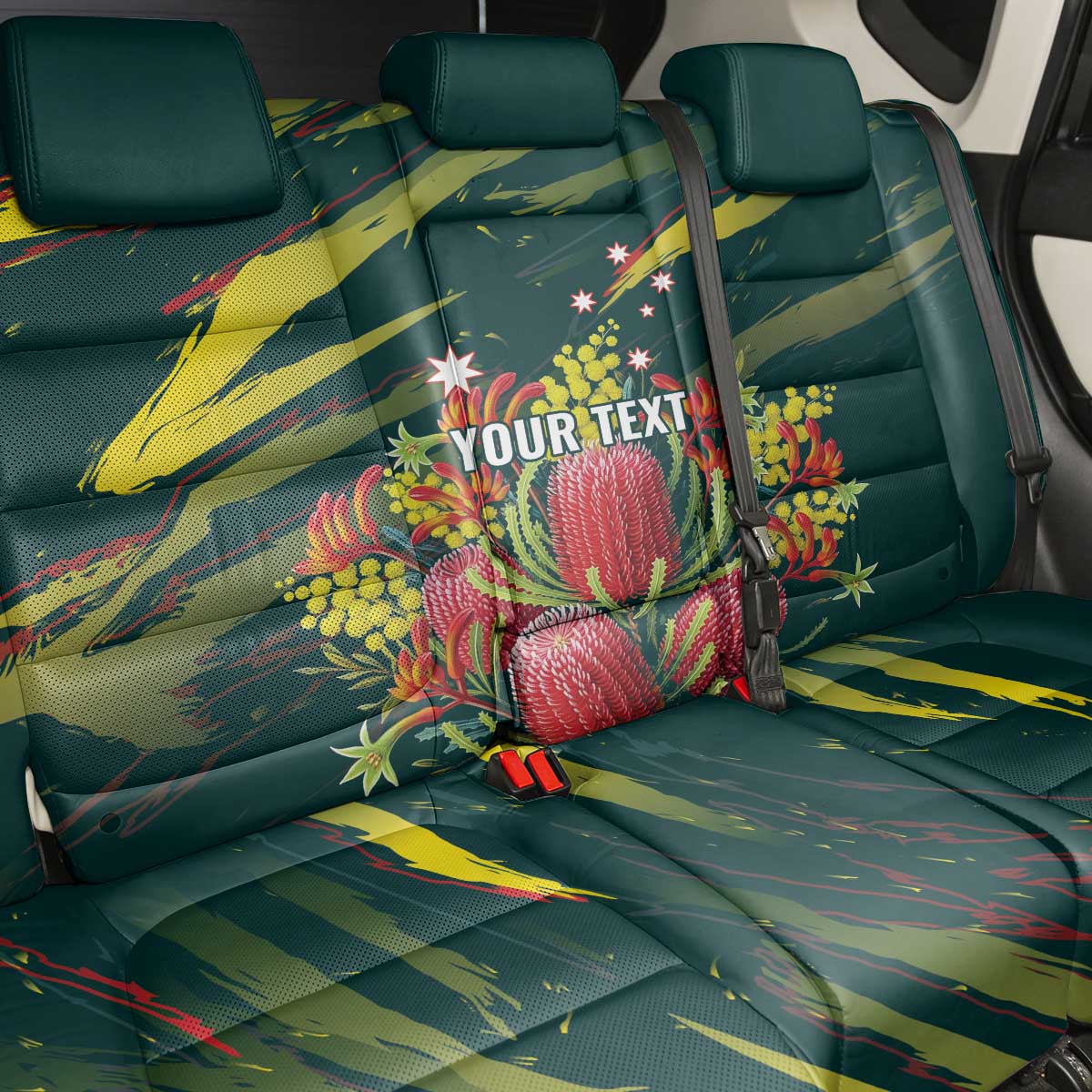 Australian Native Flower Personalised Back Car Seat Cover Banksia Nature’s Wild Flame - Aussie Hoodie