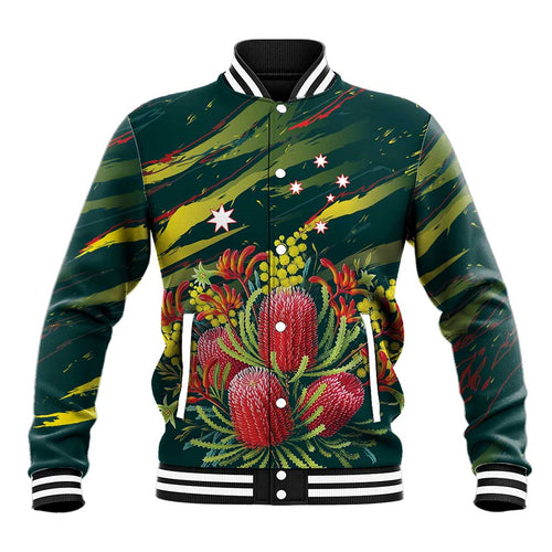 Australian Native Flower Personalised Baseball Jacket Banksia Nature’s Wild Flame - Aussie Hoodie