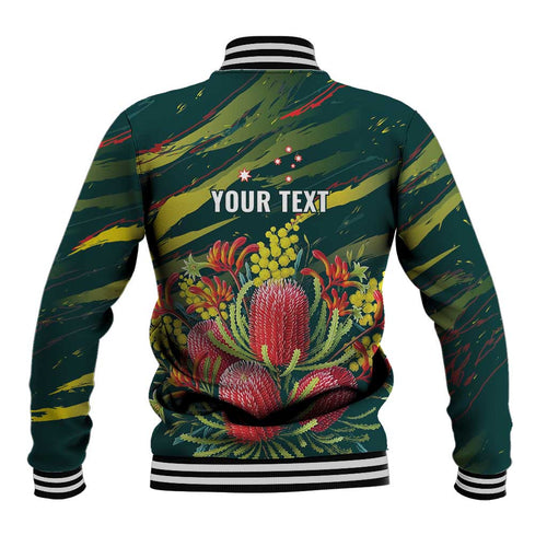 Australian Native Flower Personalised Baseball Jacket Banksia Nature’s Wild Flame - Aussie Hoodie