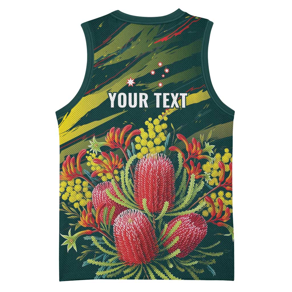 Australian Native Flower Personalised Basketball Jersey Banksia Nature’s Wild Flame - Aussie Hoodie
