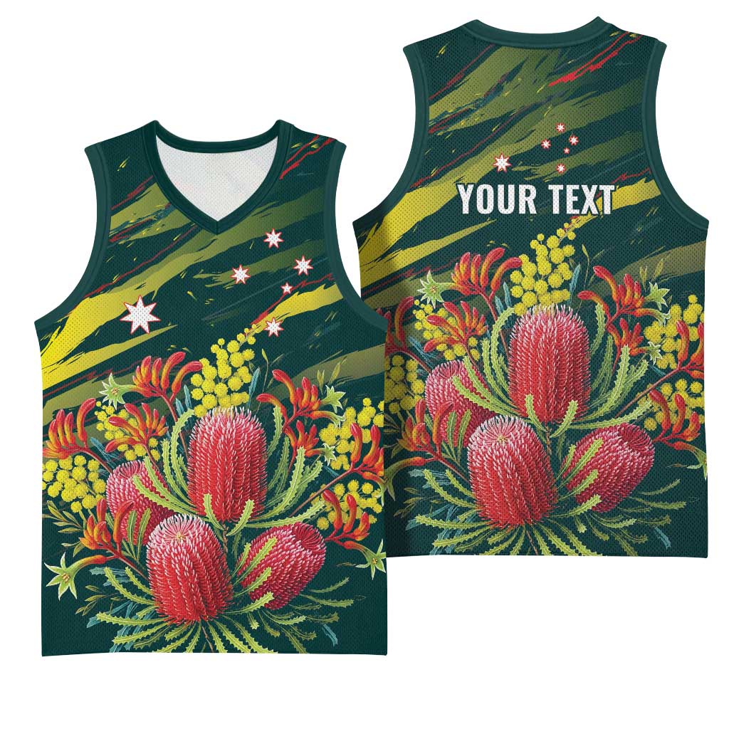 Australian Native Flower Personalised Basketball Jersey Banksia Nature’s Wild Flame - Aussie Hoodie
