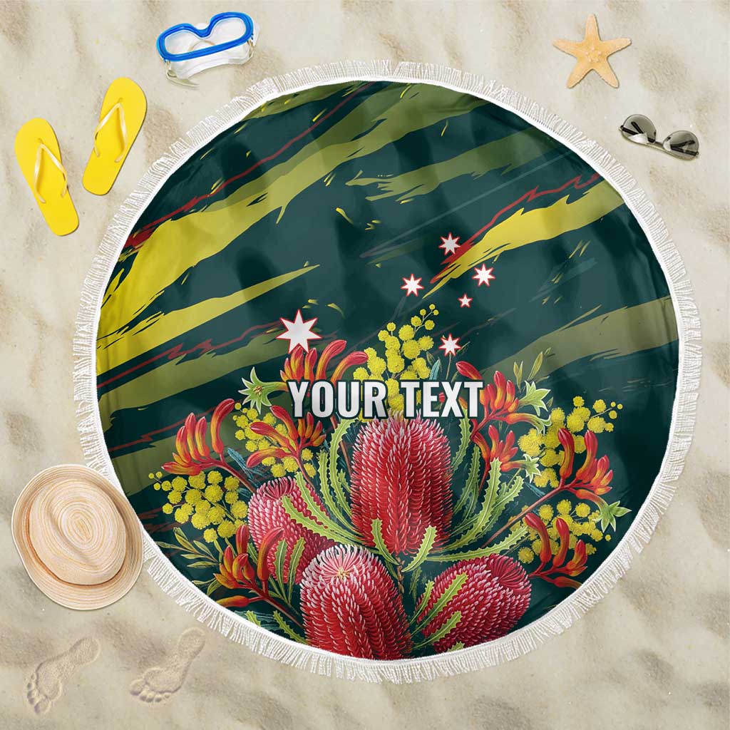 Australian Native Flower Personalised Beach Blanket Banksia Nature’s Wild Flame - Aussie Hoodie