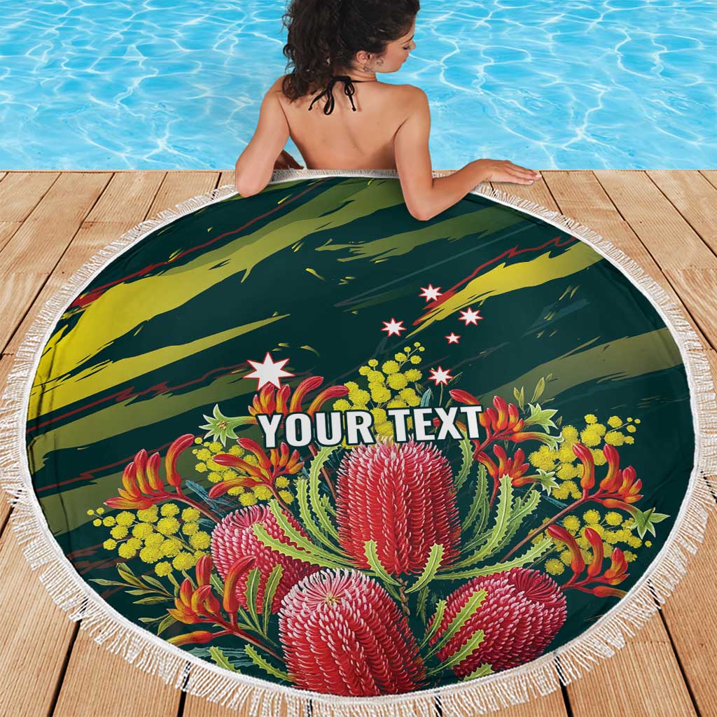 Australian Native Flower Personalised Beach Blanket Banksia Nature’s Wild Flame - Aussie Hoodie