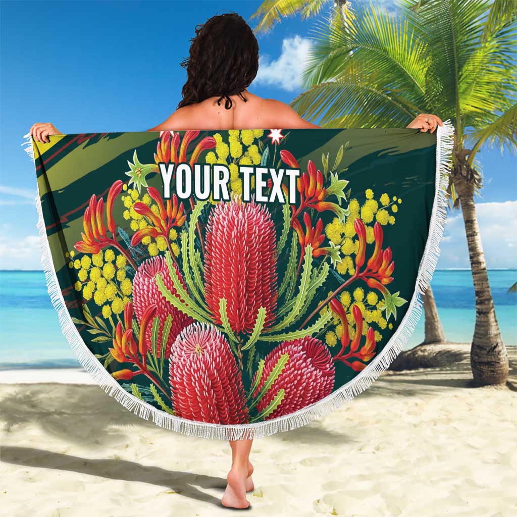 Australian Native Flower Personalised Beach Blanket Banksia Nature’s Wild Flame - Aussie Hoodie