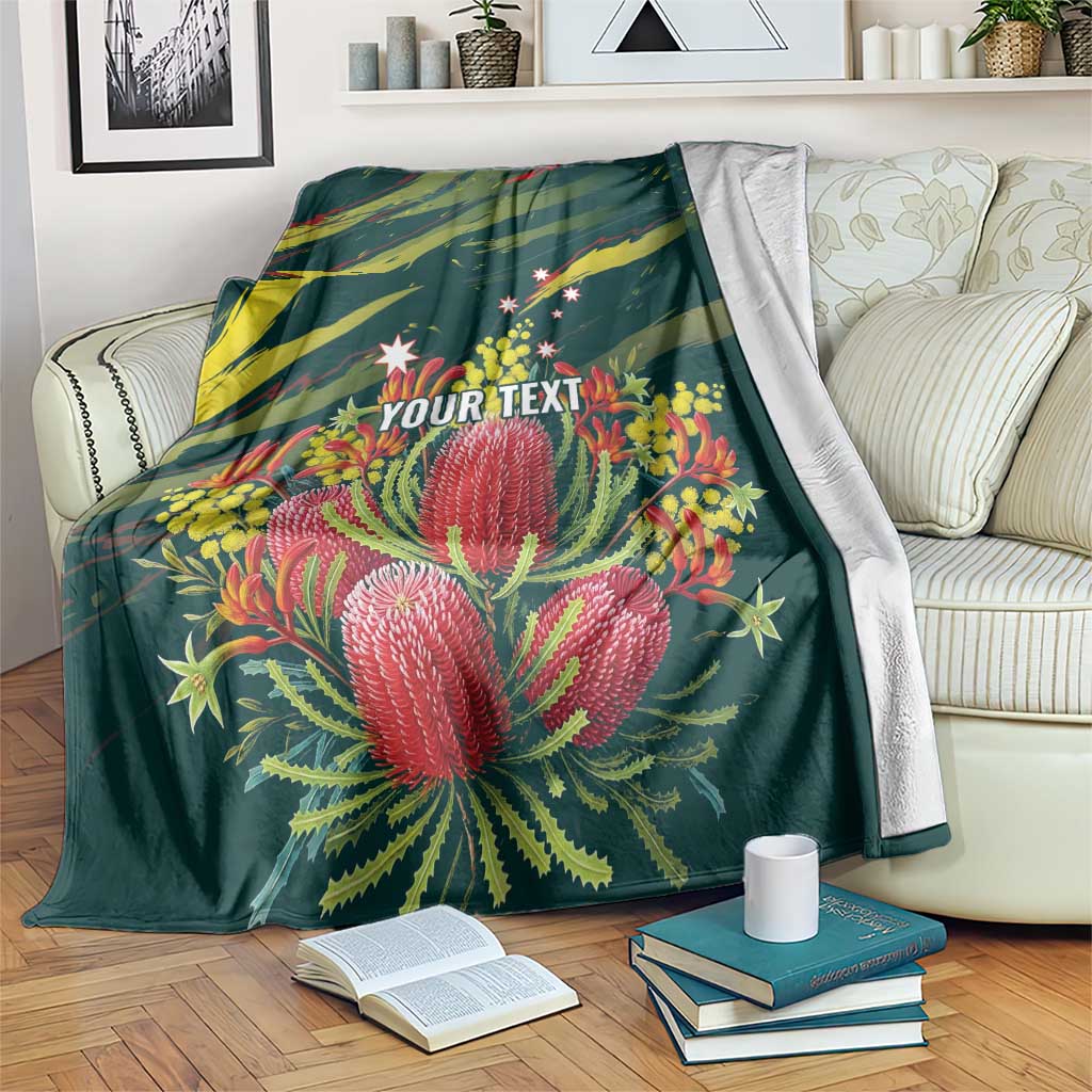 Australian Native Flower Personalised Blanket Banksia Nature’s Wild Flame - Aussie Hoodie