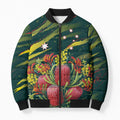 Australian Native Flower Personalised Bomber Puffer Jacket Banksia Nature’s Wild Flame - Aussie Hoodie