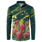 Australian Native Flower Personalised Button Sweatshirt Banksia Nature’s Wild Flame - Aussie Hoodie