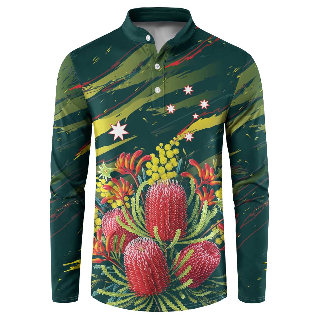 Australian Native Flower Personalised Button Sweatshirt Banksia Nature’s Wild Flame - Aussie Hoodie