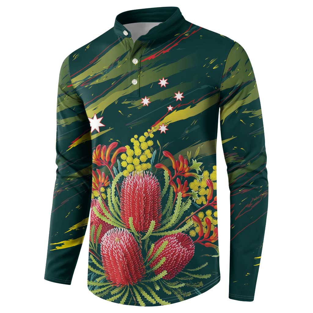Australian Native Flower Personalised Button Sweatshirt Banksia Nature’s Wild Flame - Aussie Hoodie