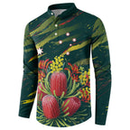 Australian Native Flower Personalised Button Sweatshirt Banksia Nature’s Wild Flame - Aussie Hoodie