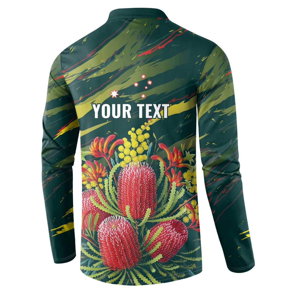 Australian Native Flower Personalised Button Sweatshirt Banksia Nature’s Wild Flame - Aussie Hoodie