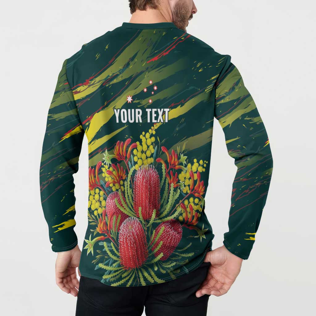 Australian Native Flower Personalised Button Sweatshirt Banksia Nature’s Wild Flame - Aussie Hoodie