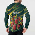 Australian Native Flower Personalised Button Sweatshirt Banksia Nature’s Wild Flame - Aussie Hoodie