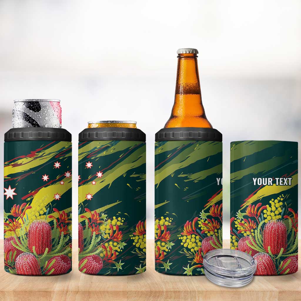 Australian Native Flower Personalised 4 in 1 Can Cooler Tumbler Banksia Nature’s Wild Flame - Aussie Hoodie