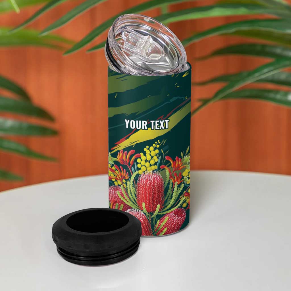 Australian Native Flower Personalised 4 in 1 Can Cooler Tumbler Banksia Nature’s Wild Flame - Aussie Hoodie