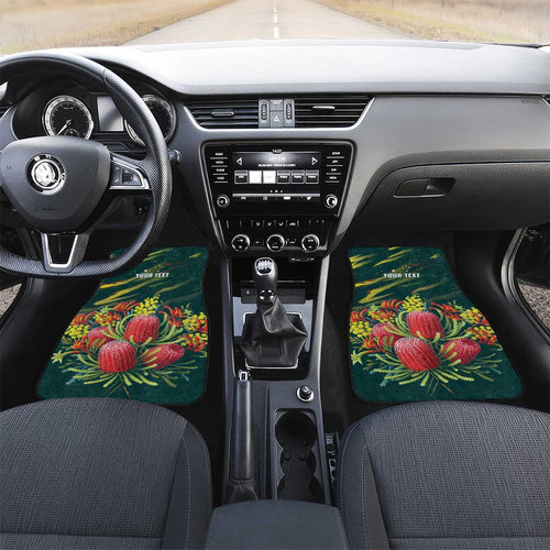 Australian Native Flower Personalised Car Mats Banksia Nature’s Wild Flame - Aussie Hoodie