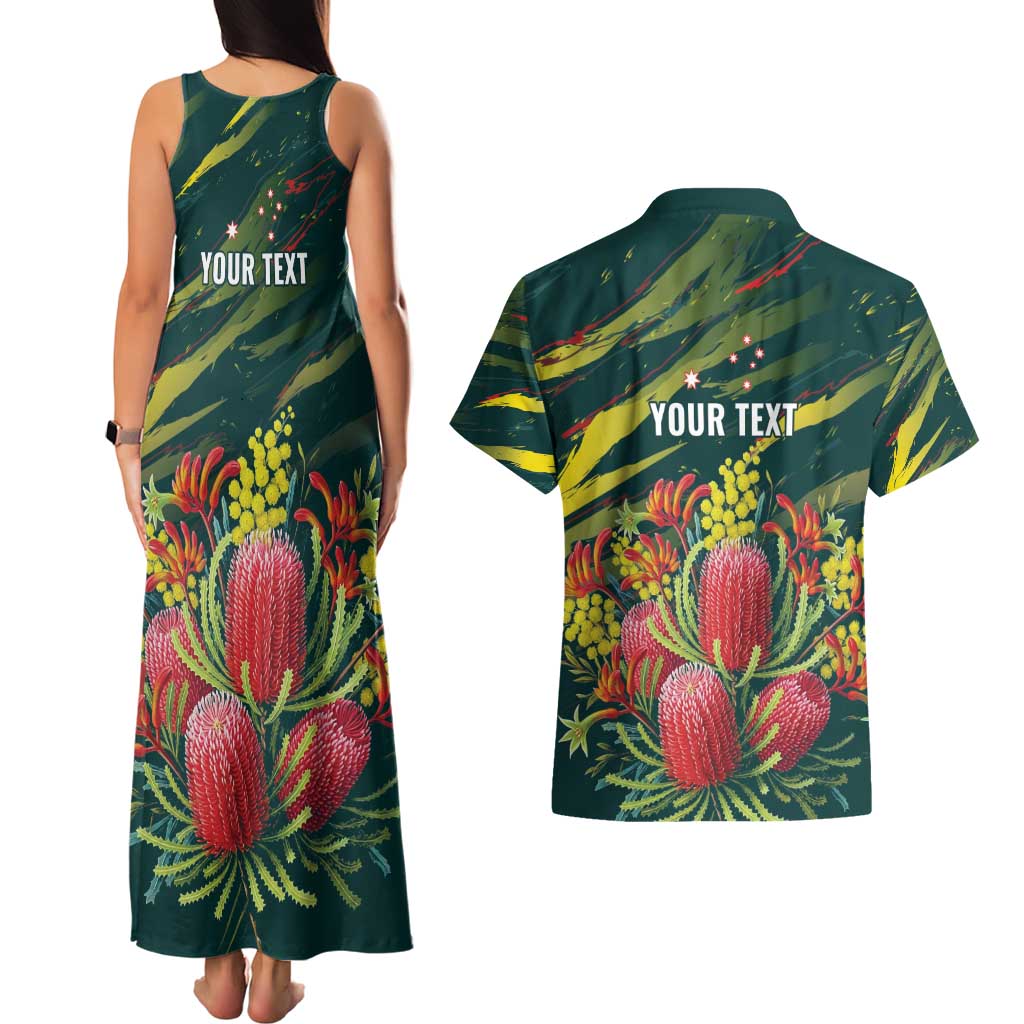 Australian Native Flower Personalised Couples Matching Tank Maxi Dress and Hawaiian Shirt Banksia Nature’s Wild Flame - Aussie Hoodie