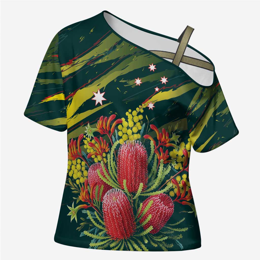 Australian Native Flower Personalised Cross Shoulder Shirt Banksia Nature’s Wild Flame - Aussie Hoodie