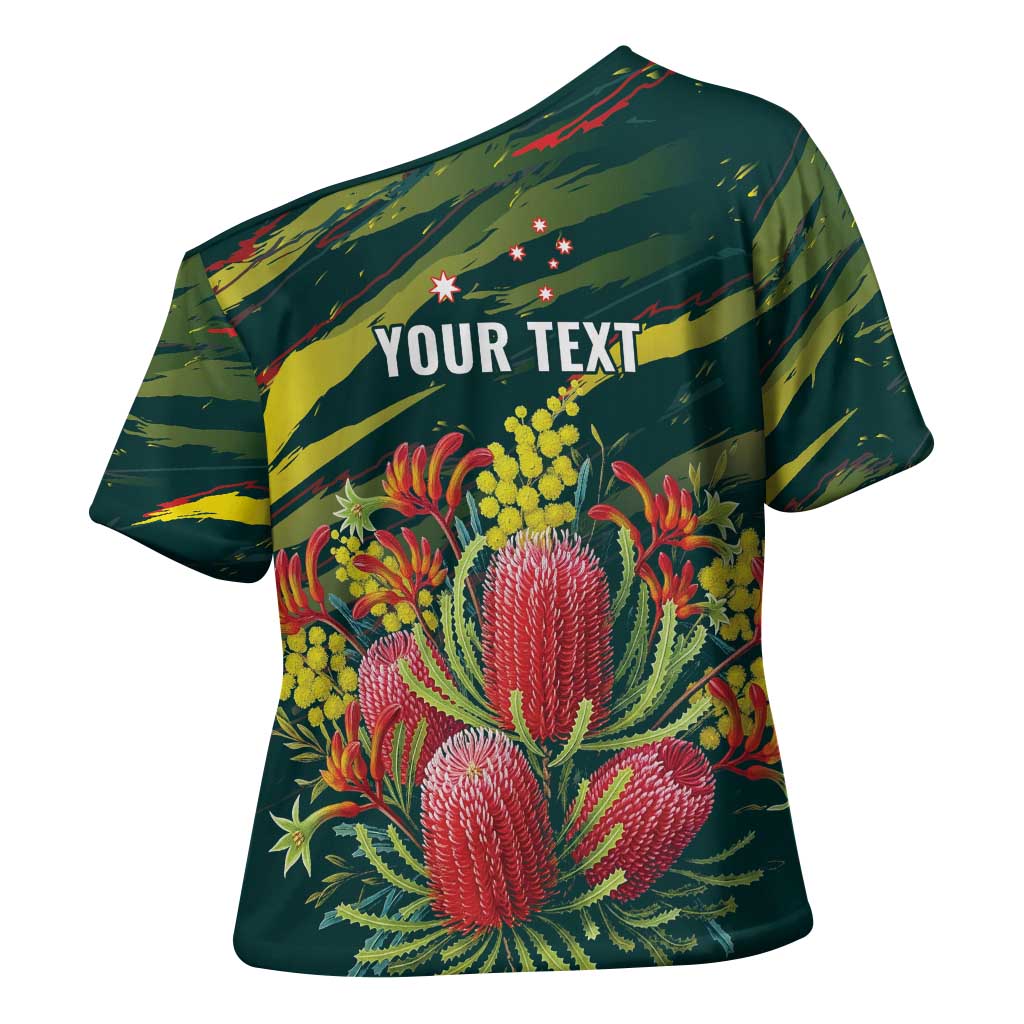 Australian Native Flower Personalised Cross Shoulder Shirt Banksia Nature’s Wild Flame - Aussie Hoodie