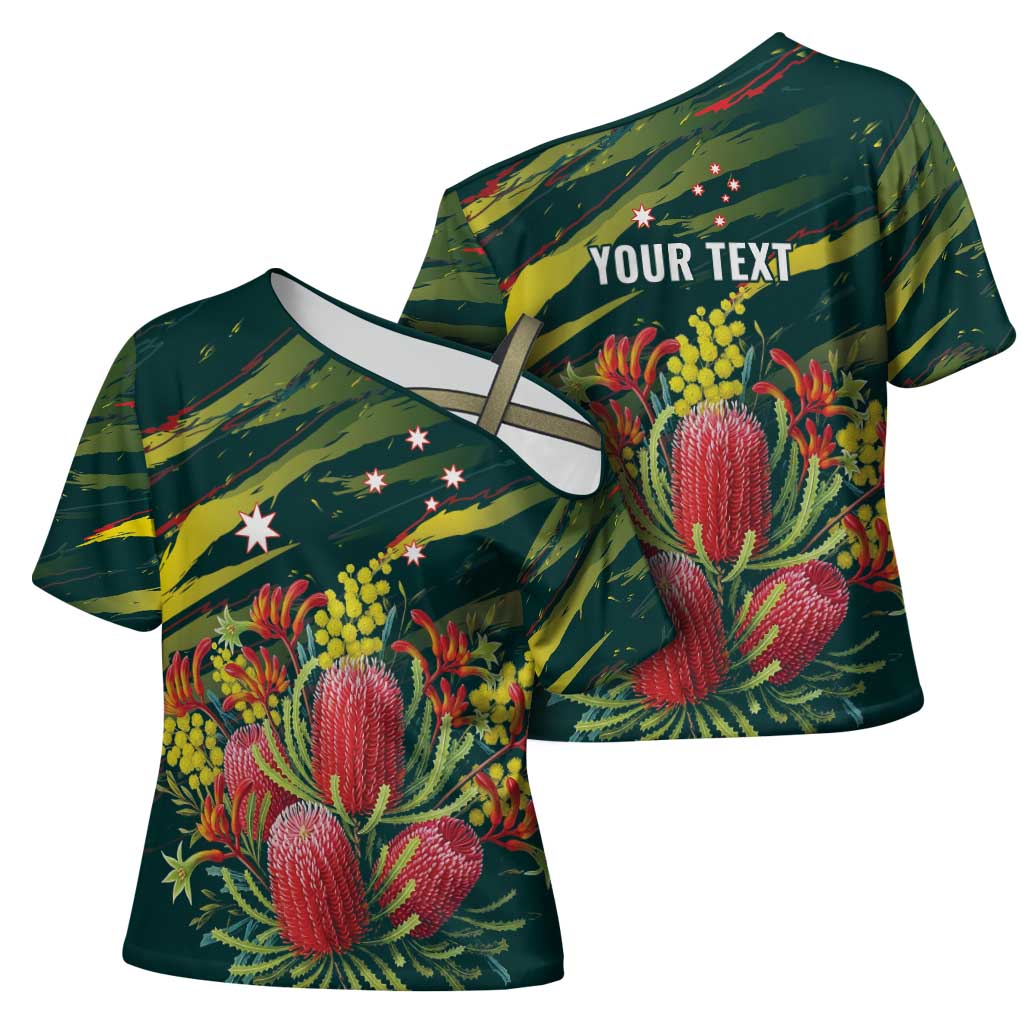 Australian Native Flower Personalised Cross Shoulder Shirt Banksia Nature’s Wild Flame - Aussie Hoodie