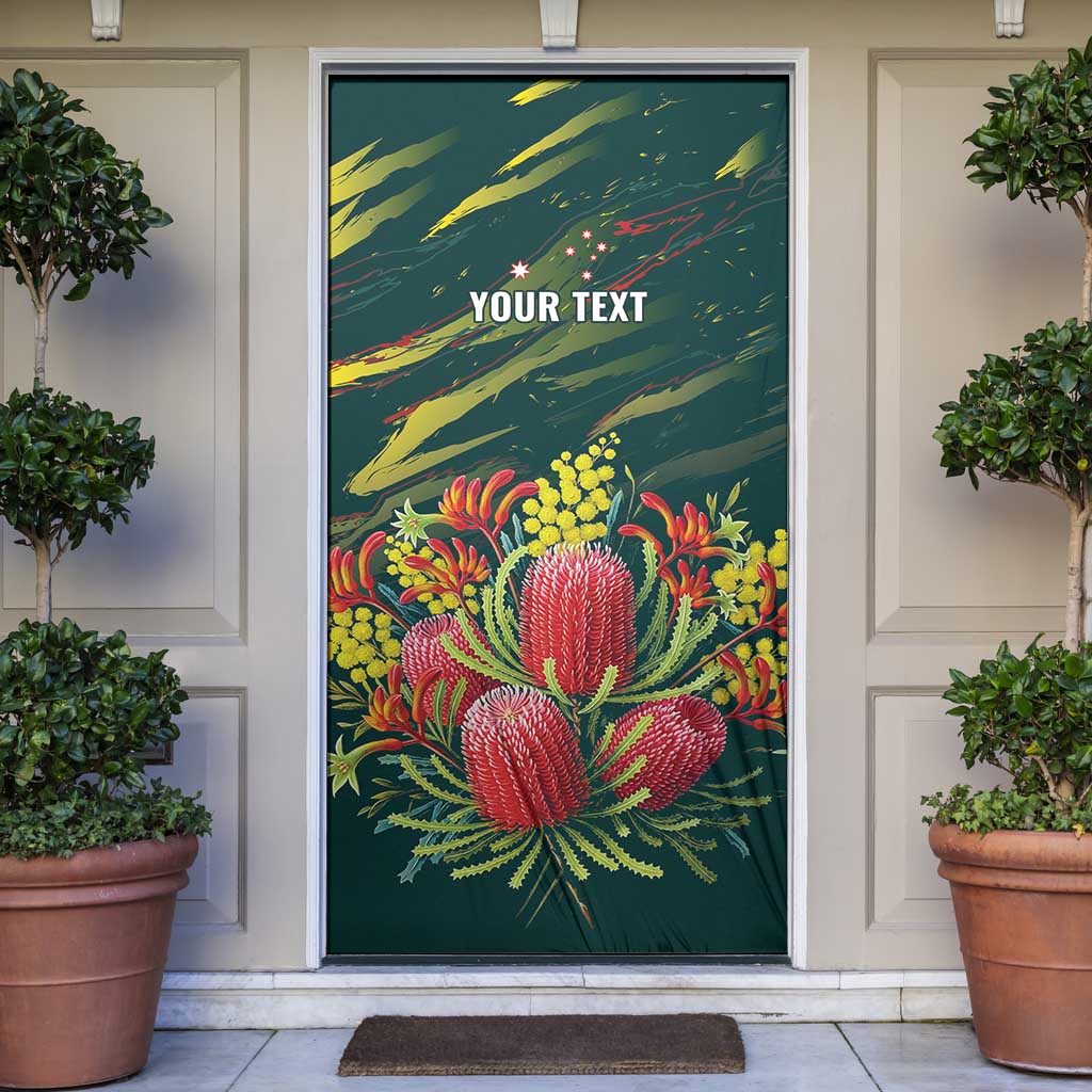 Australian Native Flower Personalised Door Cover Banksia Nature’s Wild Flame - Aussie Hoodie