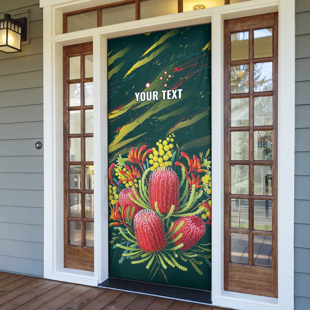 Australian Native Flower Personalised Door Cover Banksia Nature’s Wild Flame - Aussie Hoodie