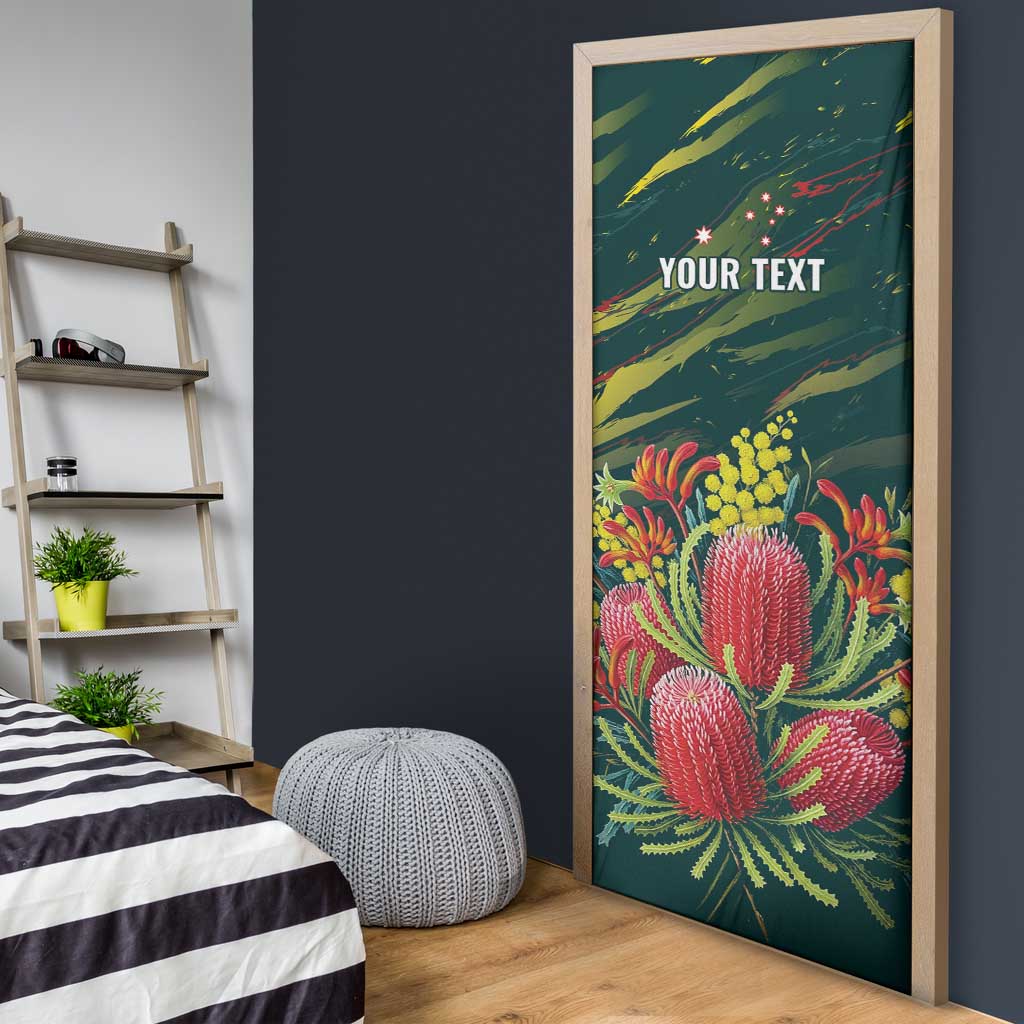 Australian Native Flower Personalised Door Cover Banksia Nature’s Wild Flame - Aussie Hoodie