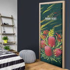 Australian Native Flower Personalised Door Cover Banksia Nature’s Wild Flame - Aussie Hoodie