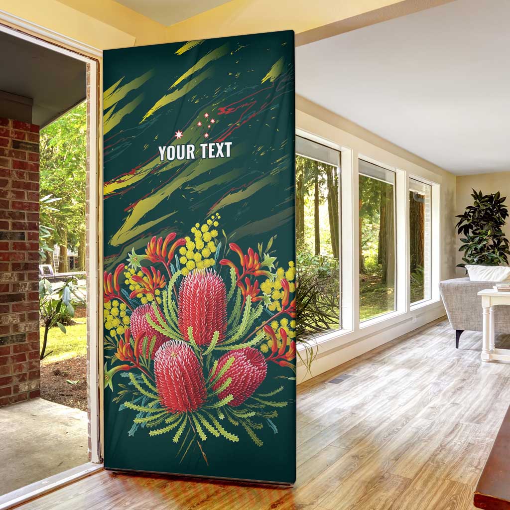 Australian Native Flower Personalised Door Cover Banksia Nature’s Wild Flame - Aussie Hoodie