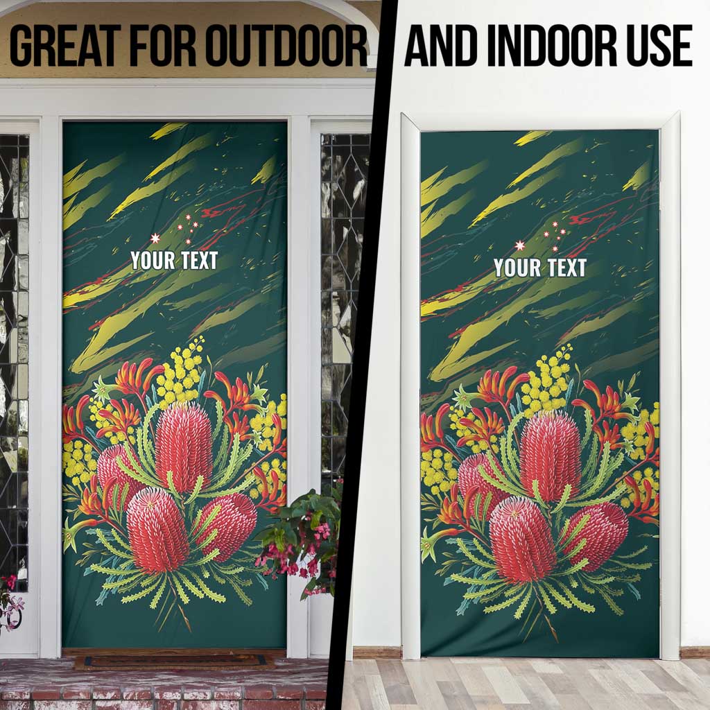 Australian Native Flower Personalised Door Cover Banksia Nature’s Wild Flame - Aussie Hoodie
