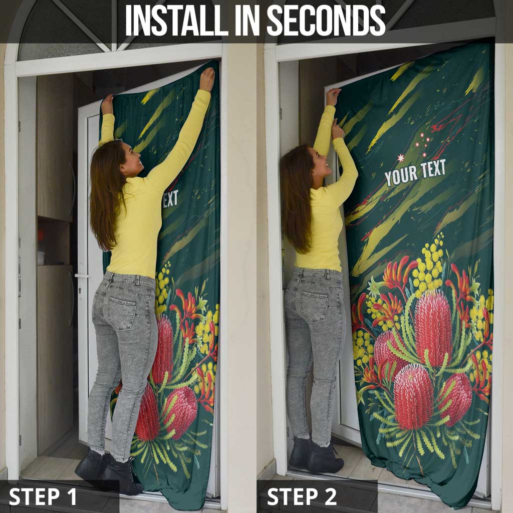 Australian Native Flower Personalised Door Cover Banksia Nature’s Wild Flame - Aussie Hoodie