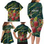 Australian Native Flower Personalised Family Matching Long Sleeve Bodycon Dress and Hawaiian Shirt Banksia Nature’s Wild Flame - Aussie Hoodie