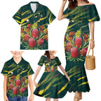 Australian Native Flower Personalised Family Matching Mermaid Dress and Hawaiian Shirt Banksia Nature’s Wild Flame - Aussie Hoodie